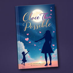 A whimsical 2D book cover for a romantic story titled "Closer Than Possible", capturing the essence of unexpected love