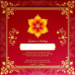 A beautiful traditional Bengali wedding invitation card featuring intricate gold foil designs