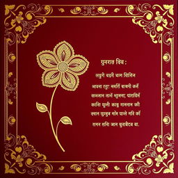 A beautiful traditional Bengali wedding invitation card featuring intricate gold foil designs