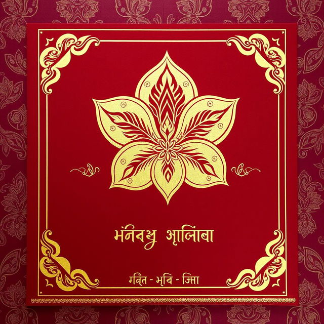 A beautiful traditional Bengali wedding invitation card featuring intricate gold foil designs