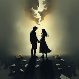 An abstract representation of the concept "Not love in this world" featuring dark, moody colors and fragmented imagery