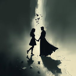 An abstract representation of the concept "Not love in this world" featuring dark, moody colors and fragmented imagery