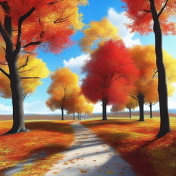 A high-quality digital art portraying a serene autumn scene