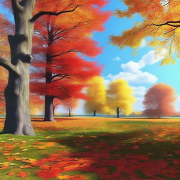 A high-quality digital art portraying a serene autumn scene