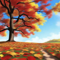 A high-quality digital art portraying a serene autumn scene