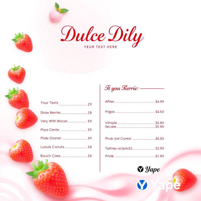 A vibrant and eye-catching advertisement template for a dessert business named 'Dulce Dily