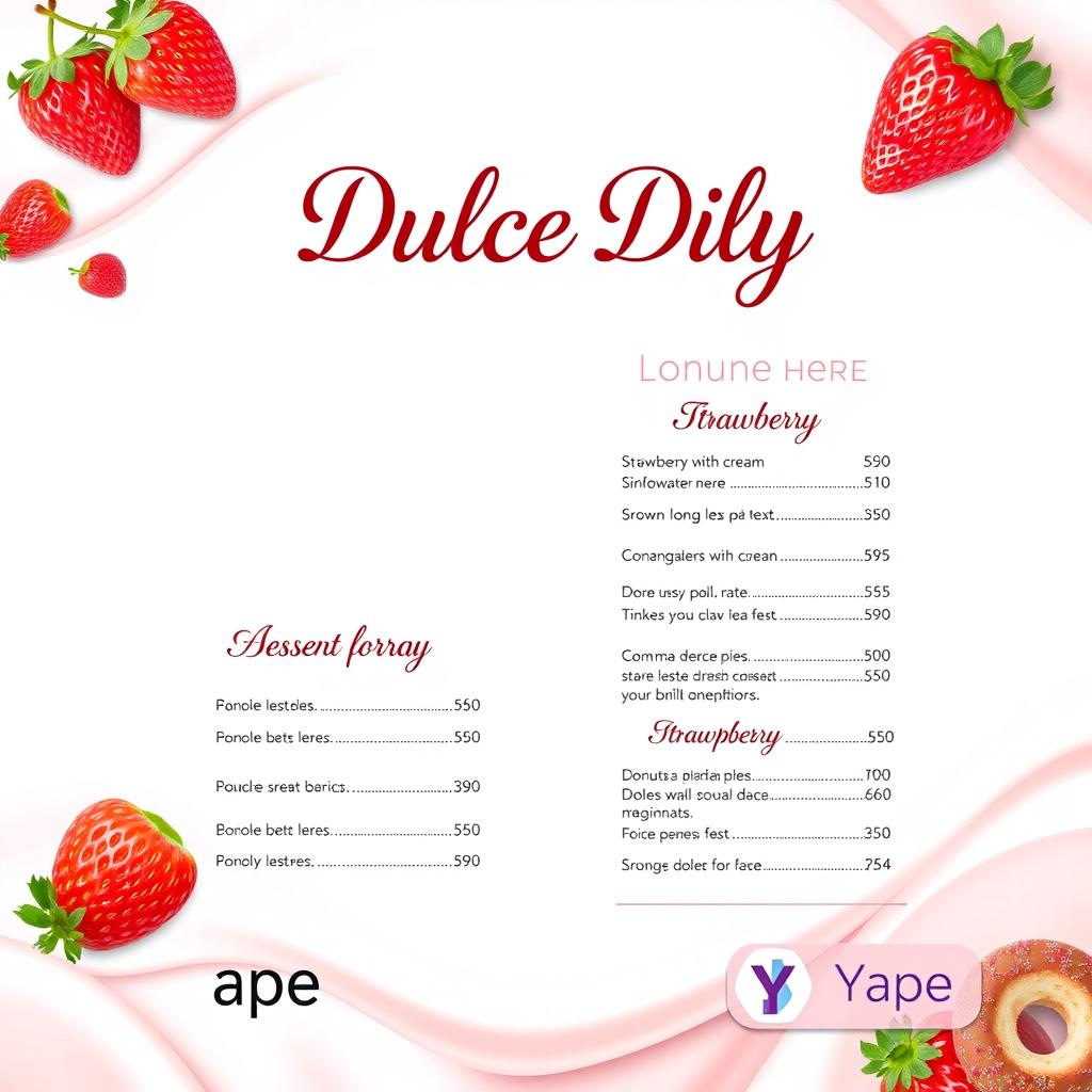A vibrant and eye-catching advertisement template for a dessert business named 'Dulce Dily