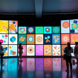 A showcase of various innovative and artistic designs displayed on a high-tech digital screen