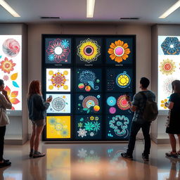 A showcase of various innovative and artistic designs displayed on a high-tech digital screen