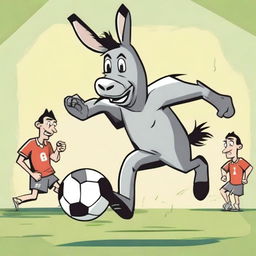 Visualize a high-quality, cartoon-style image featuring an unusual football match