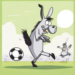 Visualize a high-quality, cartoon-style image featuring an unusual football match