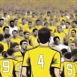 Picture a high-quality, digital art image depicting a poignant scene from a football match