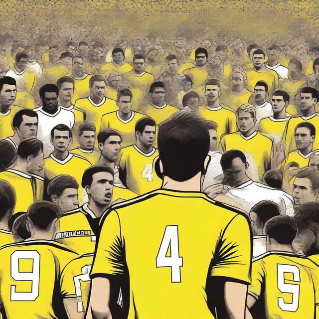 Picture a high-quality, digital art image depicting a poignant scene from a football match