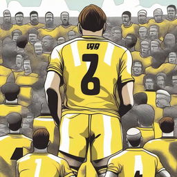 Picture a high-quality, digital art image depicting a poignant scene from a football match