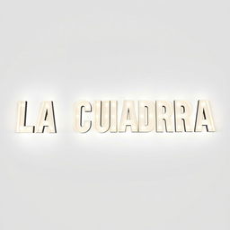 A bright light bulb sign featuring capital letters spelling out "LA CUADRA"