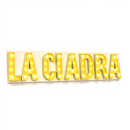 A bright light bulb sign featuring capital letters spelling out "LA CUADRA"