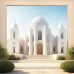 A digital art image of a grand church, bathed in soft sunlight