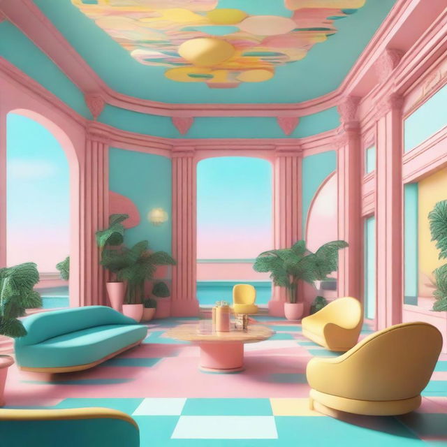 A high-quality digital art depicting a luxurious hotel lobby in the south of France