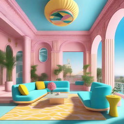 A high-quality digital art depicting a luxurious hotel lobby in the south of France