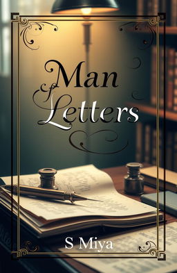 A captivating poetry book cover titled 'Man of Letters' with elegant typography that conveys sophistication