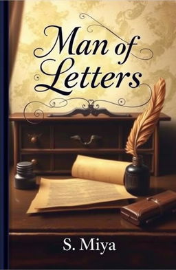 A captivating poetry book cover titled 'Man of Letters' with elegant typography that conveys sophistication