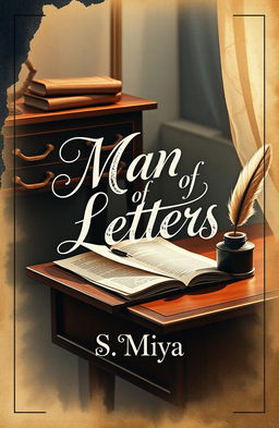 A captivating poetry book cover titled 'Man of Letters' with elegant typography that conveys sophistication