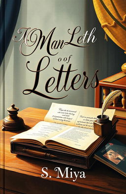 A captivating poetry book cover titled 'Man of Letters' with elegant typography that conveys sophistication