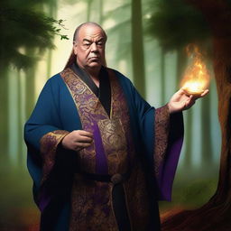 A digital art piece in high resolution, featuring John Taffer as a mage