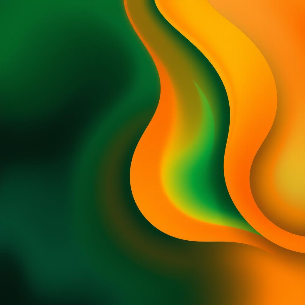 An abstract wallpaper design featuring a vibrant green and orange color scheme
