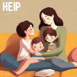 A high-quality digital art book cover for 'Help! I'm (single) mom'