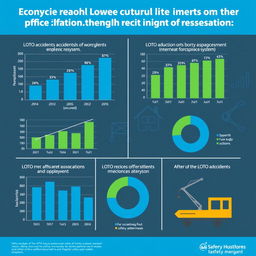 An infographic displaying charts and graphs illustrating the reduction of workplace accidents due to the implementation of the LOTO (Lockout/Tagout) system