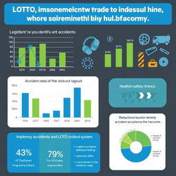 An infographic displaying charts and graphs illustrating the reduction of workplace accidents due to the implementation of the LOTO (Lockout/Tagout) system