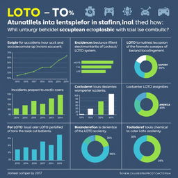 An infographic featuring charts and graphs that specifically illustrate the reduction of workplace accidents in chemical companies due to the implementation of the LOTO (Lockout/Tagout) system