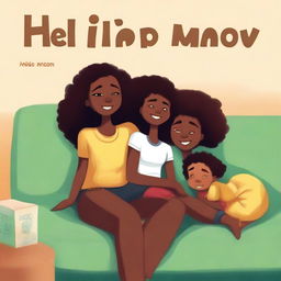 A high-quality digital art book cover for 'Help! I'm (single) mom', showcasing a nearly asleep and tired mother on a sofa