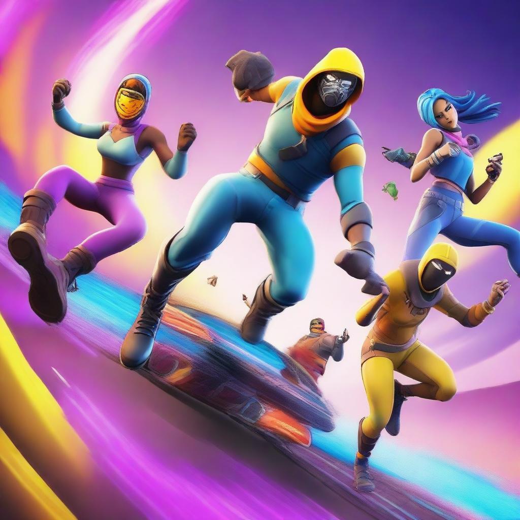 A high-quality digital art image depicting a thrilling scene from the Fortnite universe