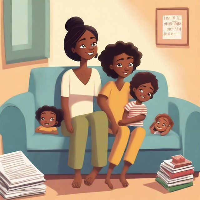 A high-quality, digital art illustration for a book cover titled 'Help! I'm (single) mom'