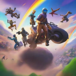 A high-quality digital art image showcasing an exhilarating Fortnite scene