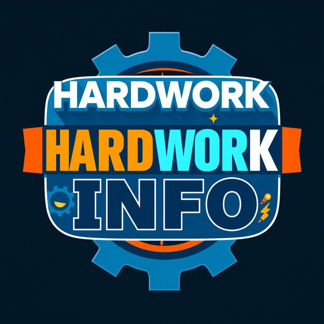 A creative and modern YouTube logo for a channel named 'HARDWORK INFO'