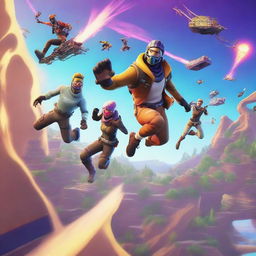 A high-quality digital art image showcasing an exhilarating Fortnite scene