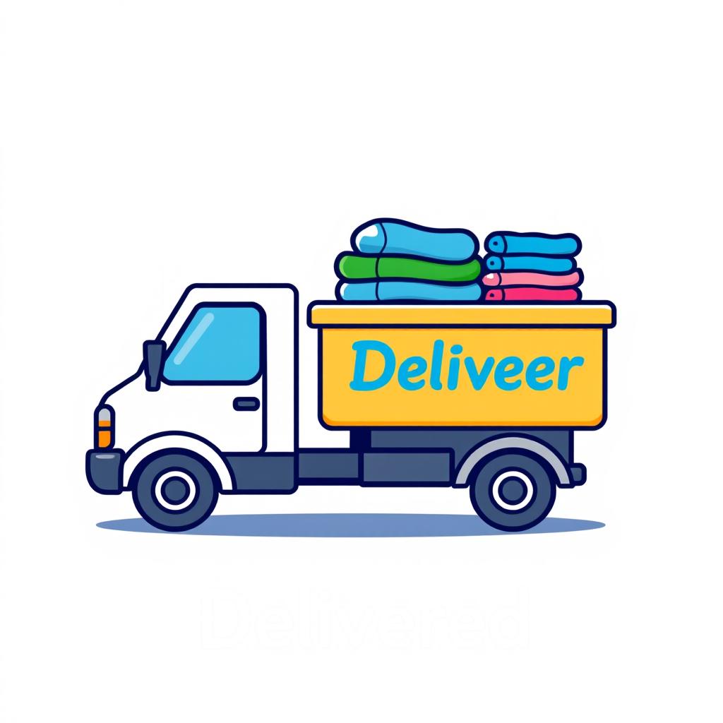 An icon image representing the successful delivery of a laundry service to a customer