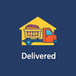 An icon image representing the successful delivery of a laundry service to a customer
