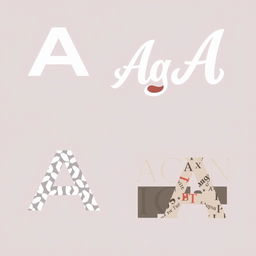 Create three original and distinct typographic patterns based on the letter 'A'