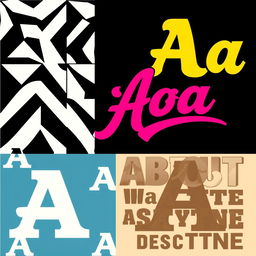 Create three original and distinct typographic patterns based on the letter 'A'