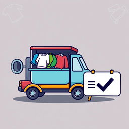 An expressive icon image representing a product delivery, specifically for a laundry service