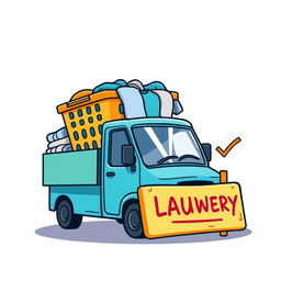 An expressive icon image representing a product delivery, specifically for a laundry service
