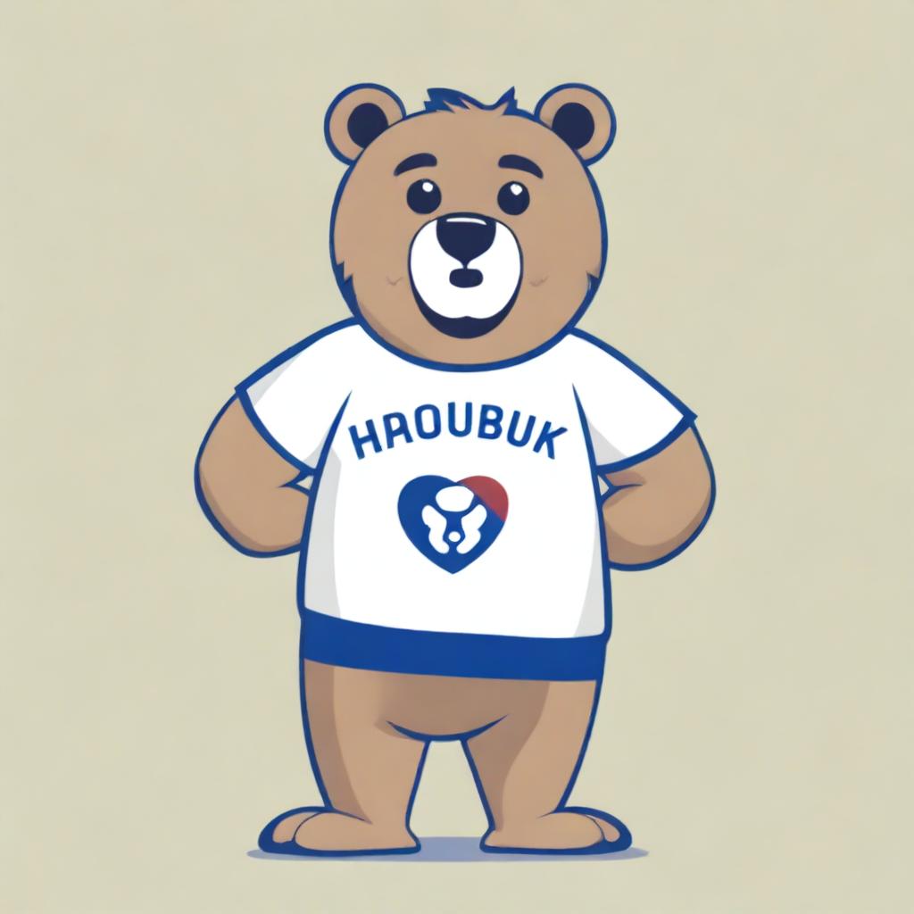 A high-quality digital art image portrays a bear proudly wearing a t-shirt adorned with the Hajduk logo