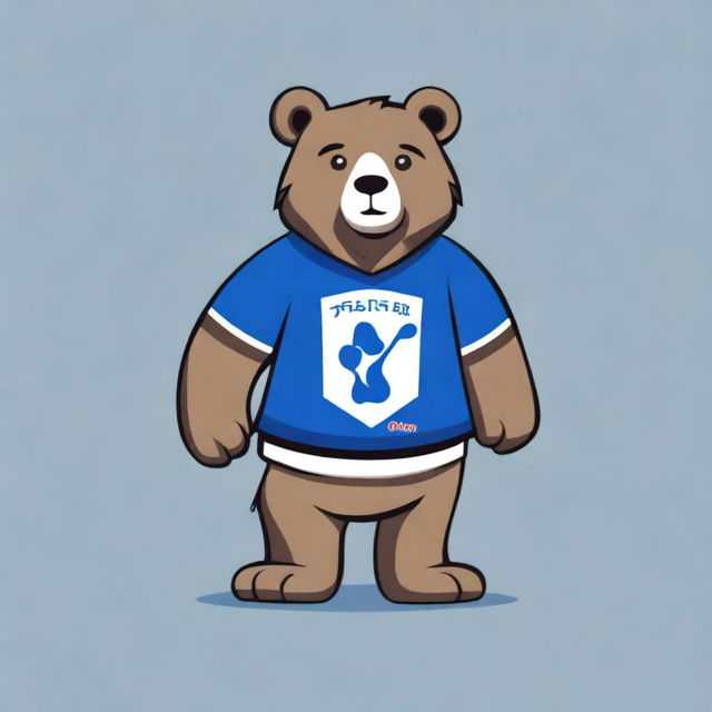 A high-quality digital art image portrays a bear proudly wearing a t-shirt adorned with the Hajduk logo