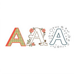 Create three distinct and original typographic patterns based on the letter "A"