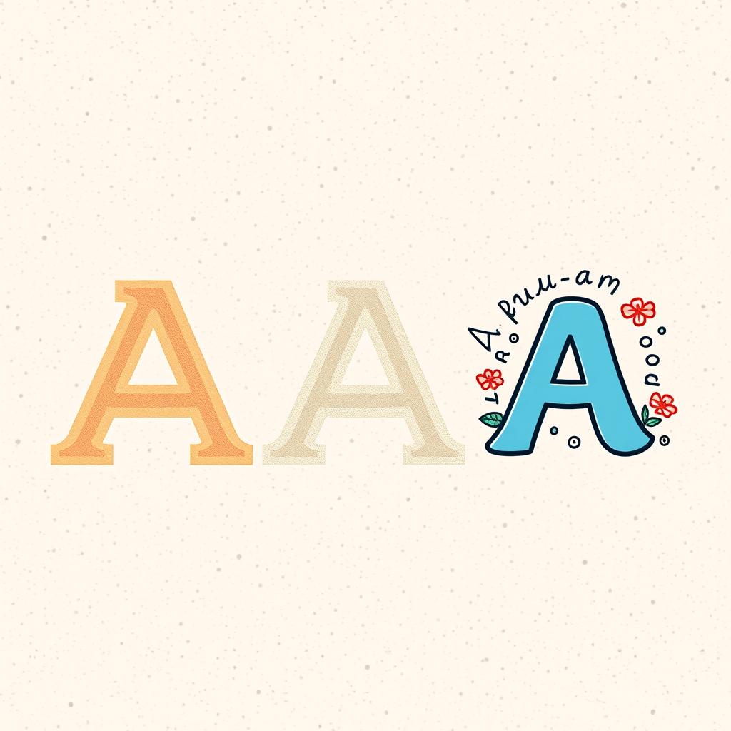 Create three distinct and original typographic patterns based on the letter "A"