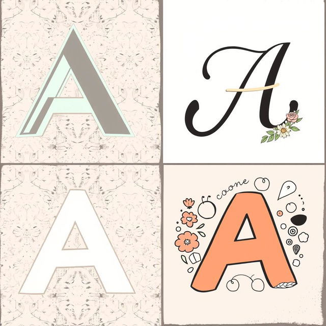 Create three distinct and original typographic patterns based on the letter "A"